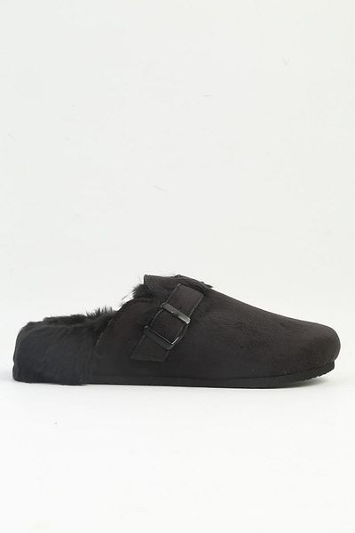 Pierre Cardin ® |   PC-54391 γυναικείες μαύρες γούνινες παντόφλες