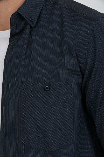 Varetta Ανδρικό καλοκαιρινό πουκάμισο με διπλή τσέπη με κοντό μανίκι μπλε Navy