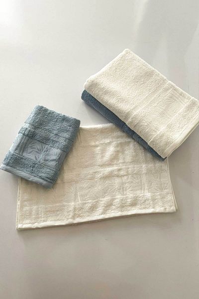 uğurhome Set de baie de familie din bambus 4 piese - 50x90cm și 90x140cm