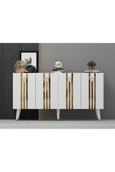 DEMONTE DECOR IŞILL KONSOL BEYAZ-ALTIN