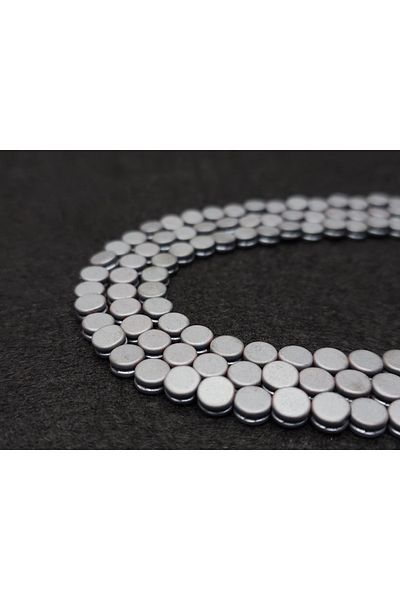 Yüksel Boncuk Natural Hematite Stone - Corrugated and Matte Circle