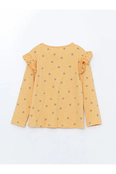 LC Waikiki LCW Baby - Тениска с кръгло деколте с флорален принт за момиченце