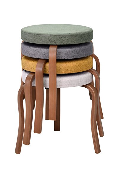 VİLİNZE Ege Kestane Ahşap Ayak Istiflenebilir Mutfak-balkon Taburesi (4 ADET)