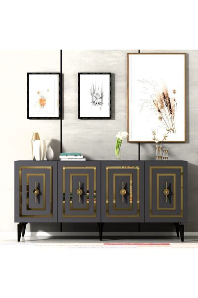 DEMONTE DECOR Viola Konsol Antrasit-altin