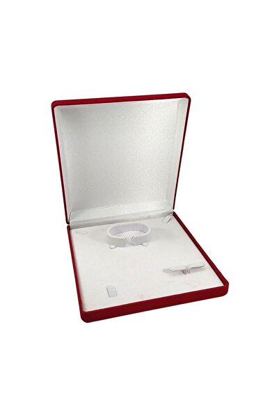 BURAKKUTU Set Kutusu Büyük Bombeli Kadife Kırmızı