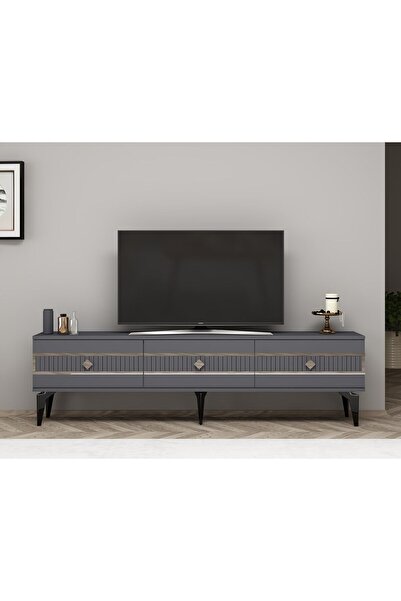 DEMONTE DECOR NOVVA 180 CM TV SEHPASI (ALT MODÜL) ANTRASİT-GÜMÜŞ