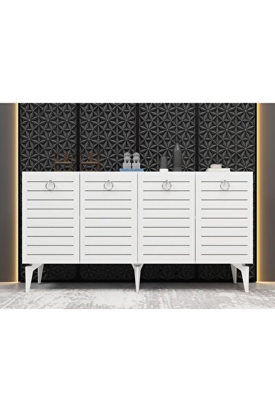 DEMONTE DECOR ARONA KONSOL 4 KAPAKLI RAFLI BEYAZ