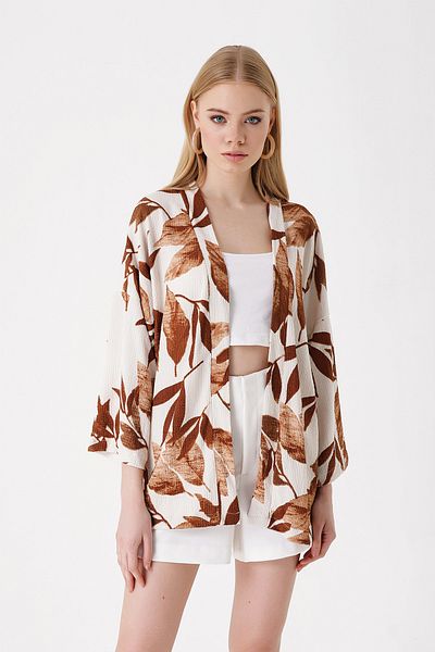 Bigdart 5862 Gestrickter Kimono – Hellbraun