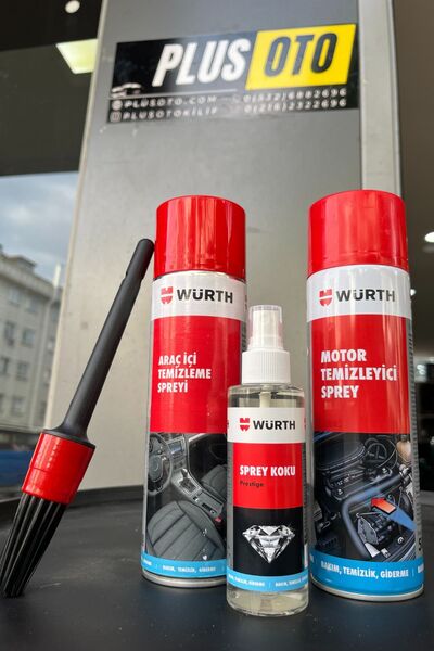 Würth 4'lü Oto Bakım Seti Motor Temizleyici, Araç İçi Temizleyici, Oto Parfüm...