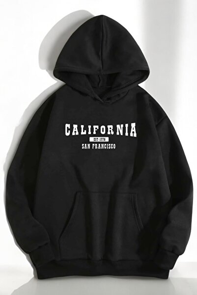 trendypassion سترة وقلنسوة قطنية كبيرة الحجم للجنسين من كاليفورنيا