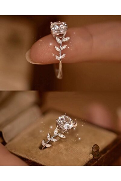 Karem Jewellery Sarmaşık Tektaş Gümüş Kaplama Kadın Yüzük