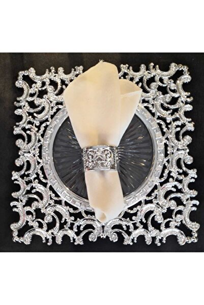 MEYLACO 6-Piece Silver Charger Set - Will Create Elegance on Presentation Tableways, Square 30x30