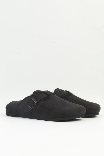 Pierre Cardin ® |   PC-54391 γυναικείες μαύρες γούνινες παντόφλες