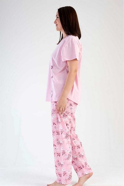 New Pajamas Pink Floral Pattern - Short Sleeve Crew Neck Oval Skirt Pajamas Set