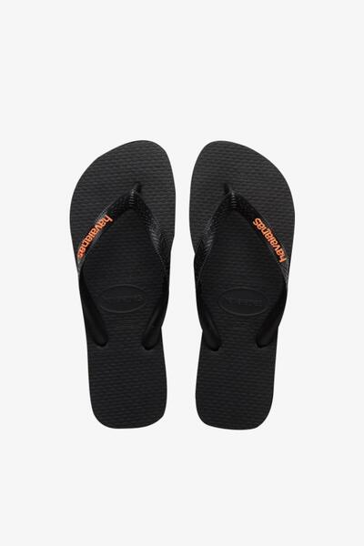Havaianas Havanias Logo Patterned - Μαύρες ανδρικές παντόφλες Begonia Orange 4108555-9456