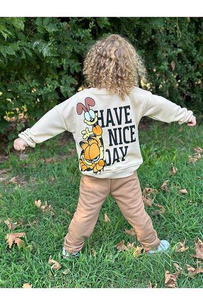 GÖKJOY BUTİK Boy's Tracksuit Set - Cotton, Premium Quality, with Garfield Print Detail