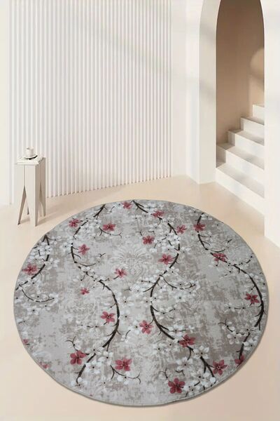 Babil Home Kaymaz Tabanlı Kesme Kabartmalı Salon Koridor Mutfak Hali Pudra Yo...