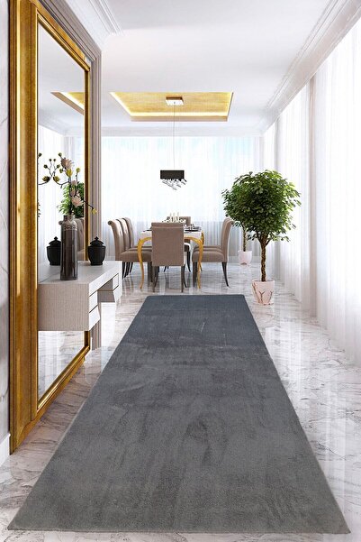 Babil Home Kaymaz Tabanlı Kesme Rulo Halı Post Peluş Yolluk Anrasit