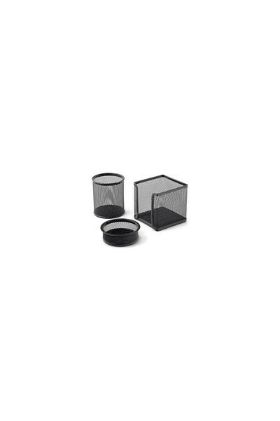Ark Metal 3-Piece Desktop Pen Holder Set Black