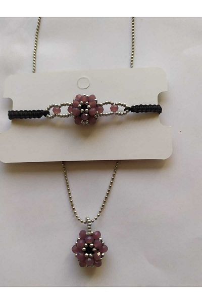Sam Cevşen Necklace - Bracelet Combination / Handmade Crystal Bead Knitted /