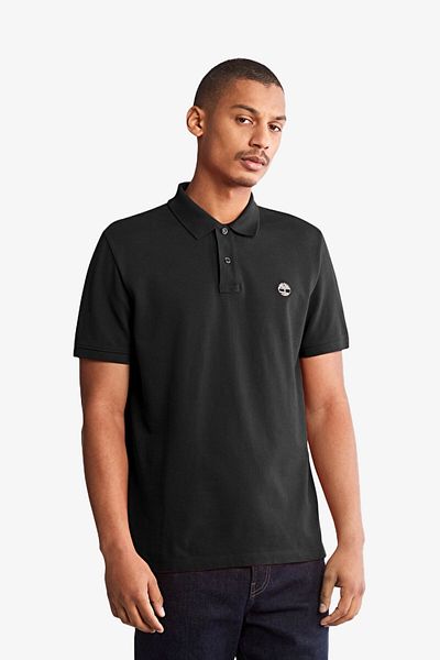Timberland بولو أسود للرجال من Ss Millers River Pique - Tb0a26n4001