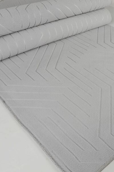 Babil Home Kaymaz Tabanlı Kesme Kabartmalı Koridor Mutfak Hali Gri Yolluk YMR...