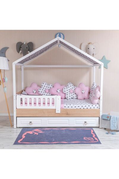 Mini Baby Montessori 90x190 Papatya Pembe Nevresim Takımı