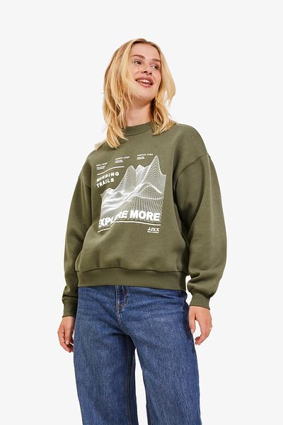 JJXX Дамски суитшърт Jxella Loose Crew Ls Swt, зелен, 12241324-зелен