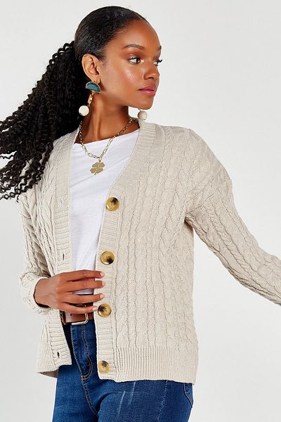 Hopoi Women's Knitted Patterned Short Cardigan - Buttoned