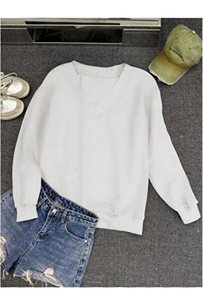 MOONBULL Oversize Γυναικείο Φούτερ - V-Neck