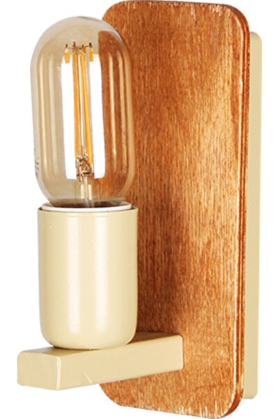 Bozyaka Aydınlatma Lopez Dekoratif Meşe Ahşaplı Duvar Aplik Krem Gövde Modern Iç Mekan (RUSTİK LED AMPUL DAHİLDİR...)