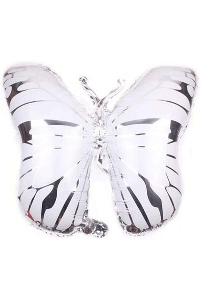 turkuaz parti 28" 70 cm Silver Butterfly Foil Balloon