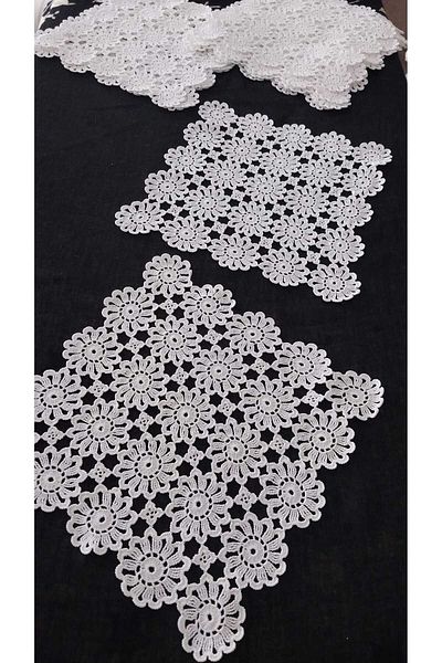 Papatyam 10 Pieces Napkin - Hand Knitted Crochet Lounge Set / Lace Set / Vintage / Cotton