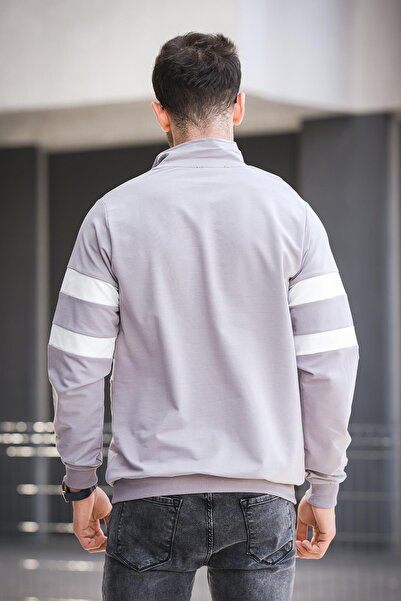 Oksit Nepido Herren-Sweatshirt – Zweifarbig, Halber Reißverschluss, Rollkragen