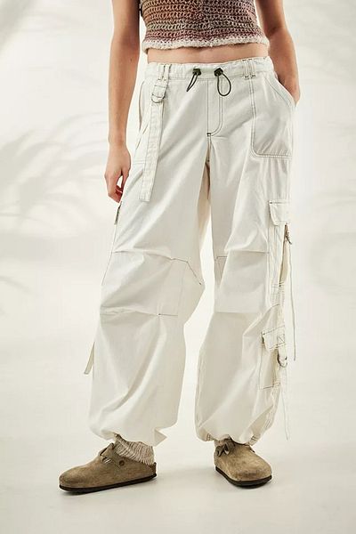 september island White Broken Fringed Cargo Pants