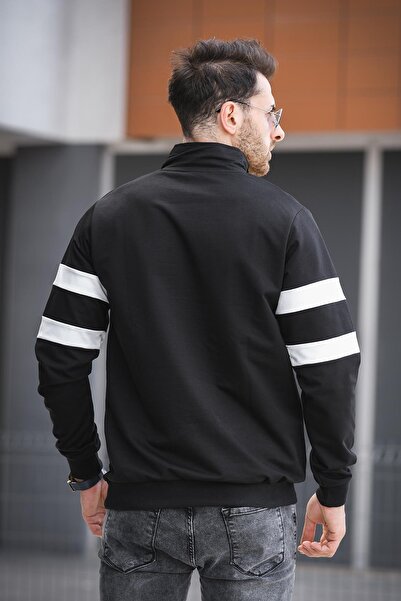 Oksit Nepido Herren-Sweatshirt – Zweifarbig, Halber Reißverschluss, Rollkragen