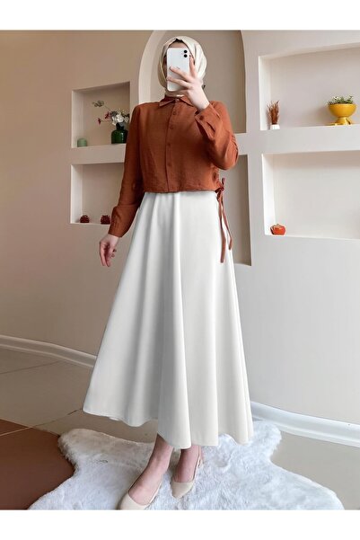 CNG MODA Fusta evazată cu puf de scuba