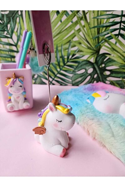 Rota Hediyelik Cute Kawaii Unicorn Note and Photo Holder Concrete Desktop Note Holder