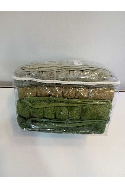 Çapa Home Set of 4 Premium Quality Transparent Cotton Bag Gift Dowry Daily Use Elyüz Head Towels - 50X90
