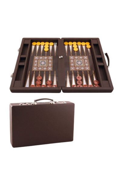 OTTOMAN GAMES Clasped Leather Elite Luxury Backgammon