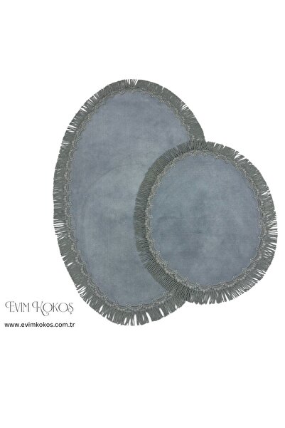 EVİMKOKOŞ Zarif Danteli Saçaklı Halı Paspas Takımı