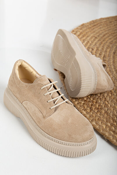 Mc vay Shoes Pantofi ocazional de damă din piele intoarsa bej - eleganti cu d...