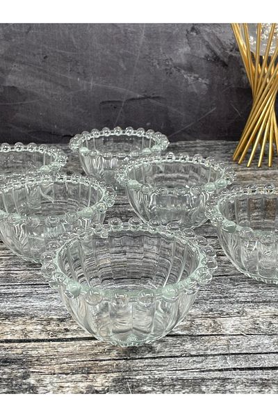 YzHome 12cm Beaded Glass Bowl - Breakfast Plate Set of 6