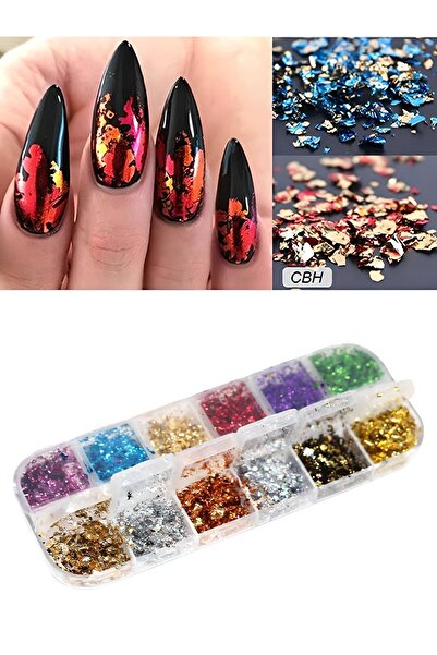 Ocean Tırnak Süsleme Folyo Parçaları, Nail Art Tırnak Süsleme Folyo Seti 12'li