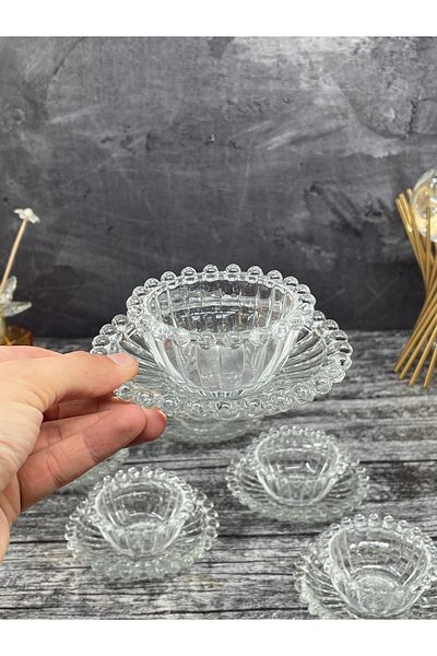 YzHome 8*6cm Breakfast Beaded Glass Bowl - 12 Piece Plate Snack Bowl