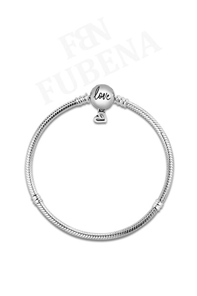 Fubena Moments Yuvarlak Love Sallantılı Gümüş Bileklik Charm Taşıyıcı