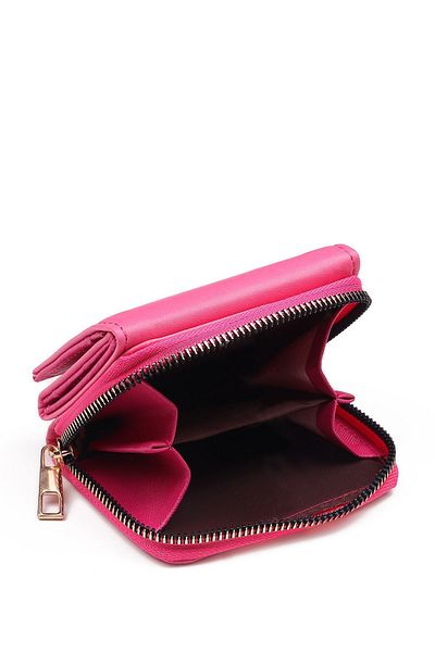 Bukili Soft Soft Wallet Pink Color Multi-Compartment Small Size Women's Wallet