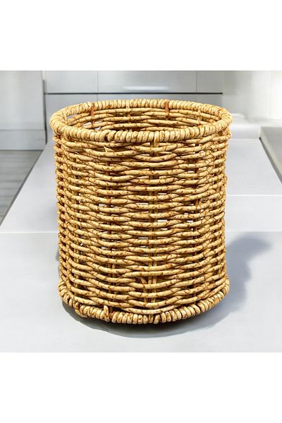 YzHome 11cm Wide Wicker Rattan Cutlery Kitchen Organizer - Countertop