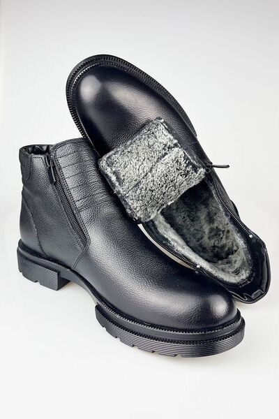 LUSIVE Men's Winter Boots - Genuine leather with Paul Guarantee, Zipper and Fur Inside