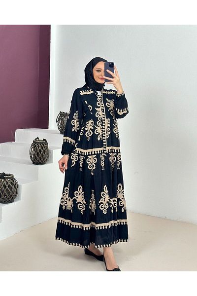 Abayana Rochie de vară din viscoză - cu model trifoi